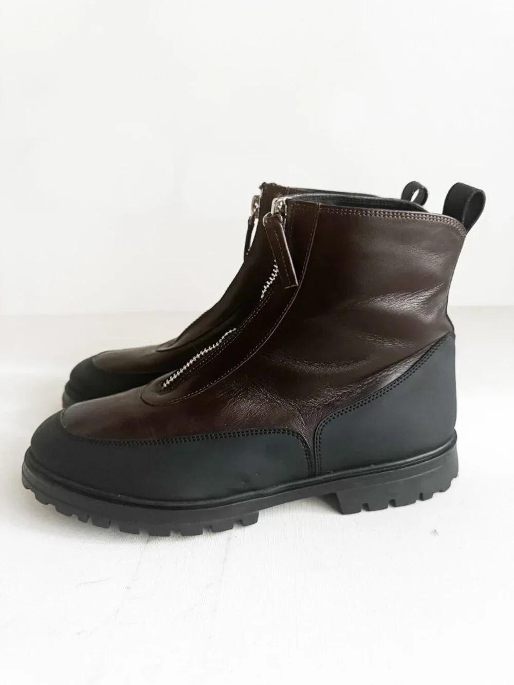 Ron White Shearling Lined Waterproof Leather Zip Closure Winter Snow Boots 41